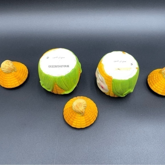 Set Of 2 Vintage Happy Corn Anthropomorphic Ceramic Lidded Jars w/1 Extra Lid - Picture 6 of 9